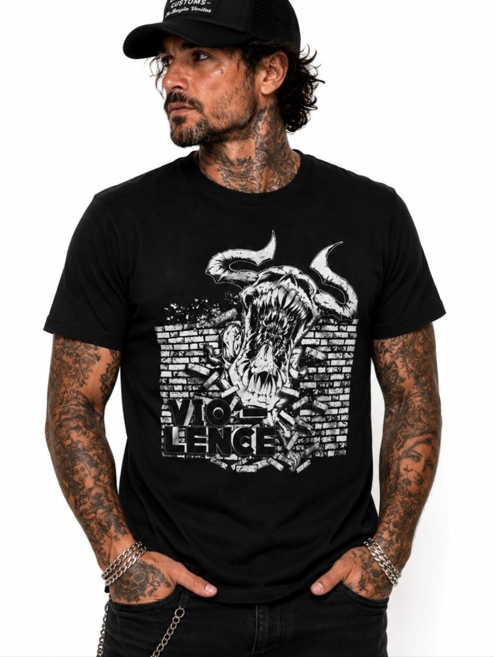 Vio-Lence Black And White Demon Thrash Metal Shirt